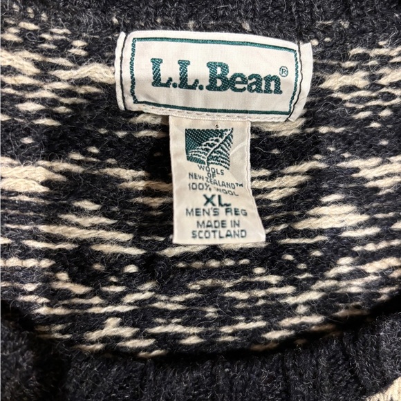 Mens Vintage LL Bean 100% Crewneck Wool sweater size XL Fairisle - Picture 2 of 4